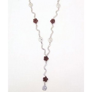 Collar rodio y porcelana morado